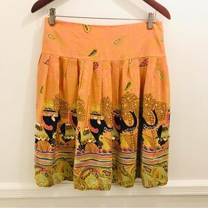 Vintage Nanette Lepore Skirt 4 Silk Elephants Beaded orange pink black
